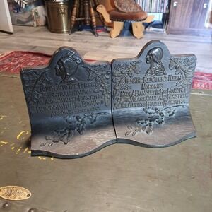 Vintage Heavy Native American Bronze Bookends Longfellow Poem Relief Native